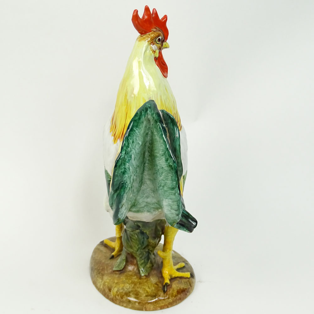 Italian Majolica Pottery Rooster Figurine.