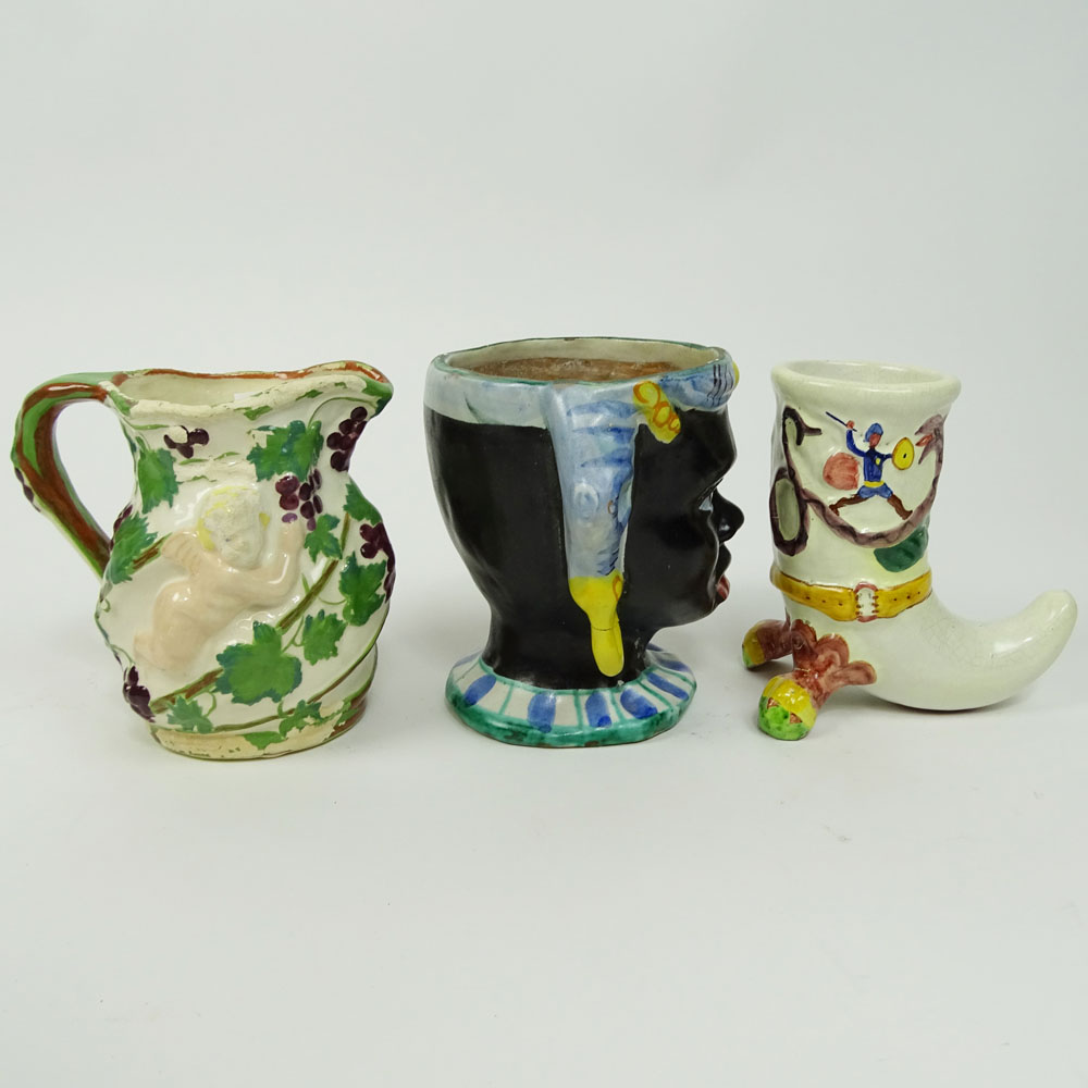 Lot of Three (3) Vintage Italian Majolica Pottery Decorative Items.