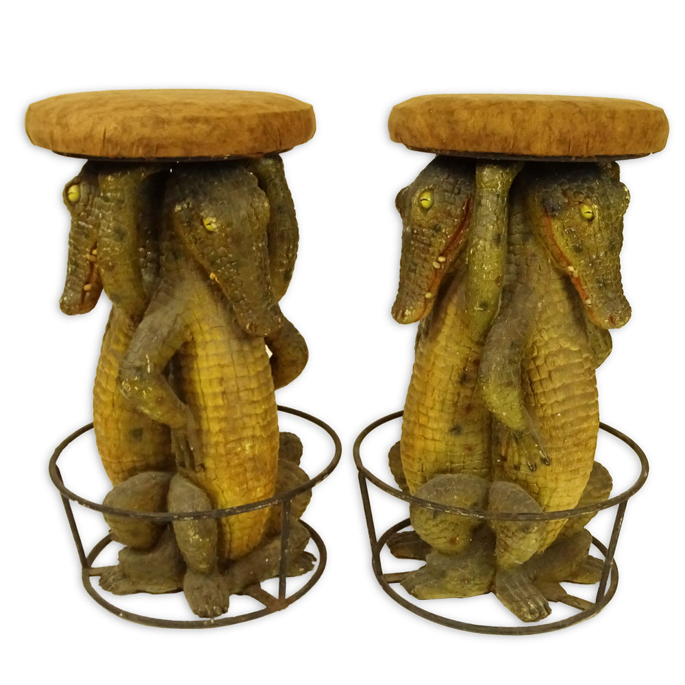 Pair of Vintage Alligator Stools.