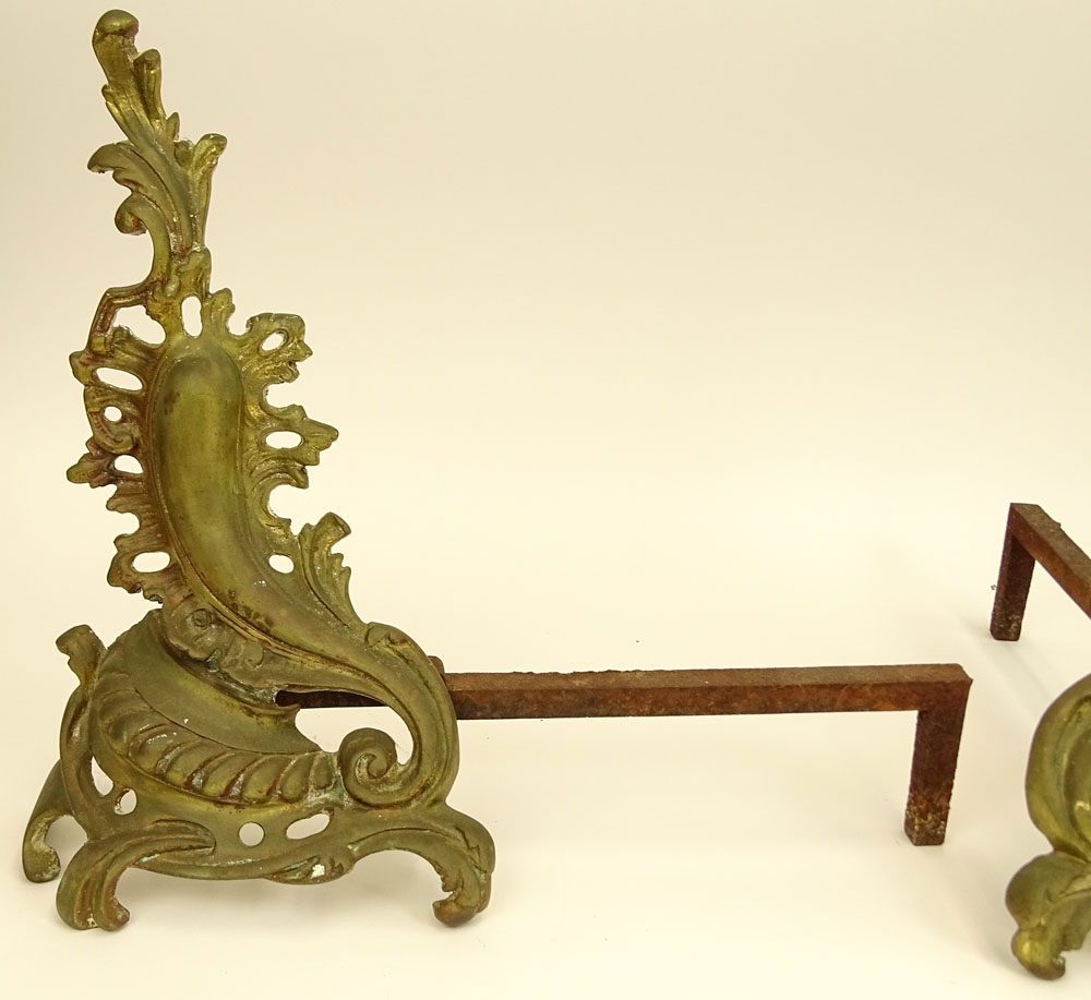 Pair Early to Mid 20th Century Rococo Style Bronze Chenets.