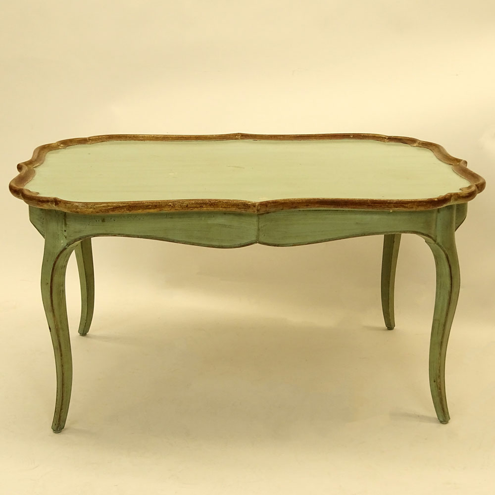 Mid 20th Century Italian Painted and Parcel Gilt Cocktail Table.