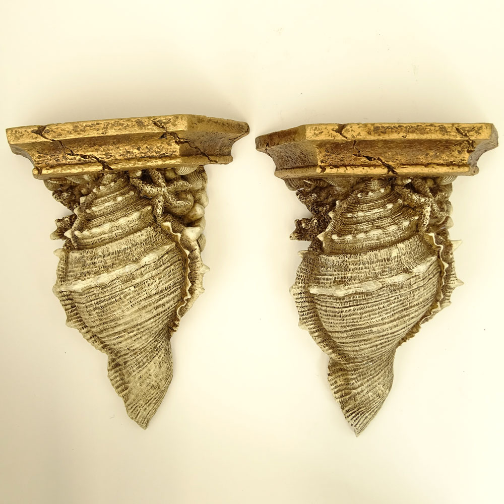 Pair of 20th Century Composite Shell Wall Brackets