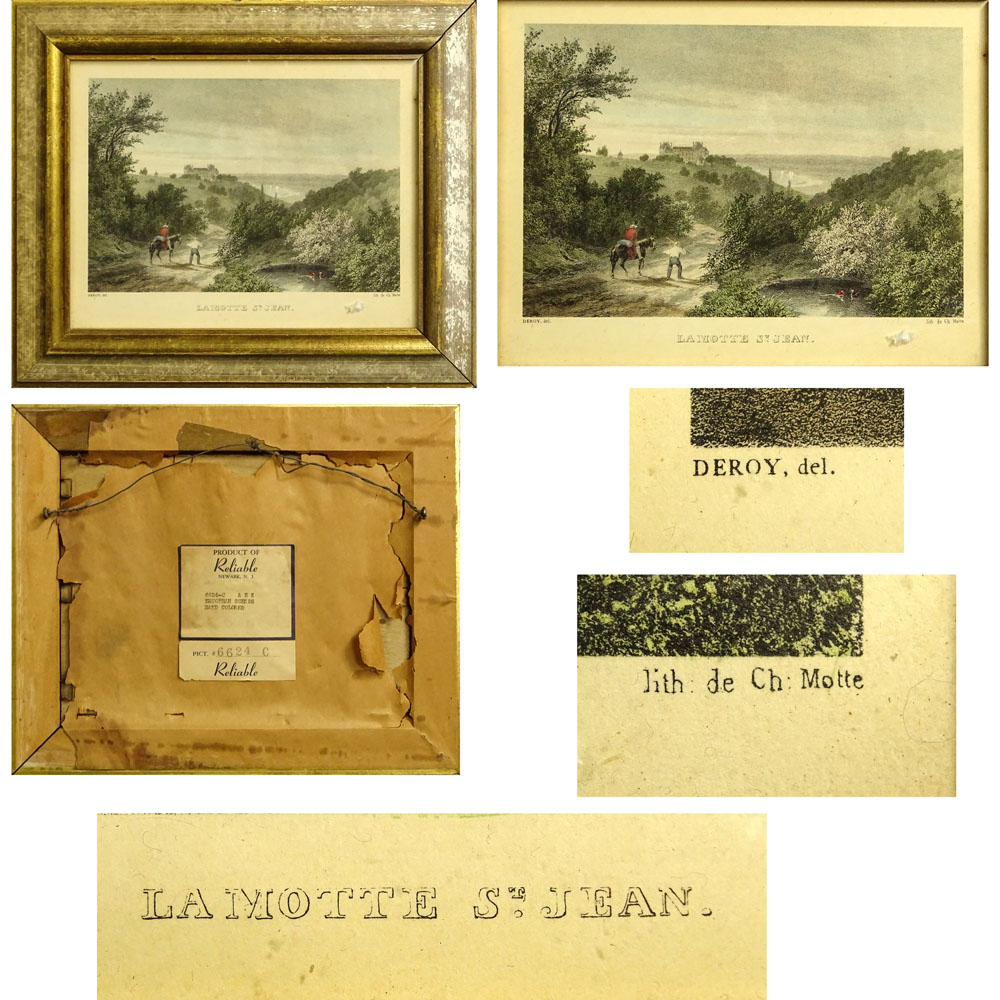 Set of Four (4) Antique Hand Colored Lithographs. "European Scenes"