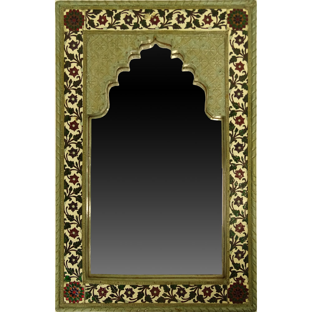 Vintage Moroccan Style Enameled Decorative Mirror.