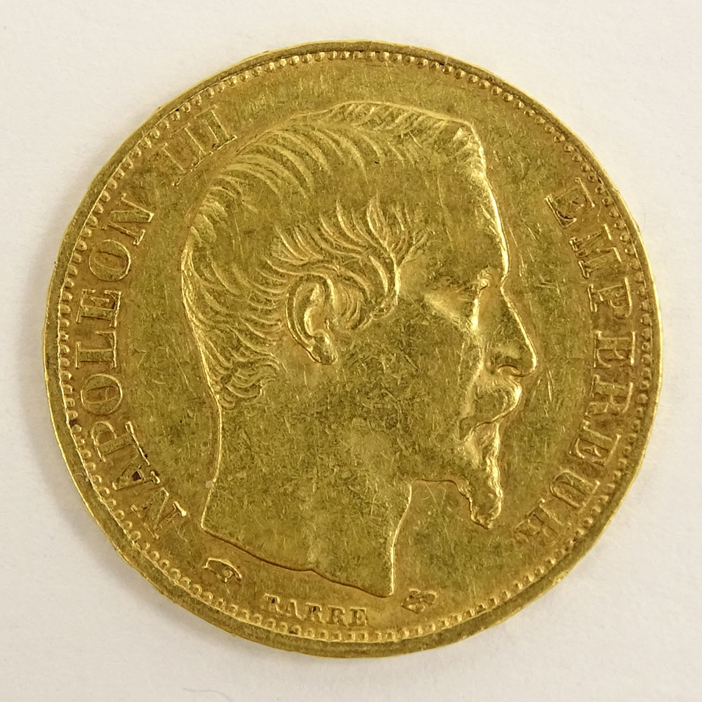 Swiss 1857 20 Franc Gold Coin.