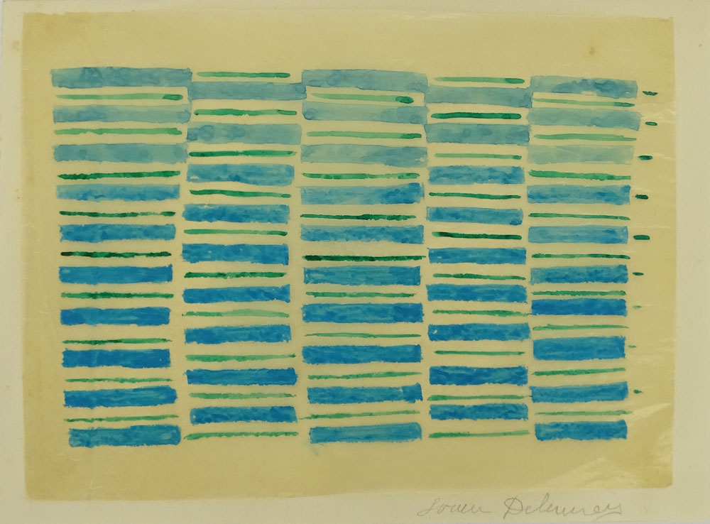 Sonia Delaunay, Ukrainian (1885-1979) Gouache on tissue paper "Untitled Fabric Design". 