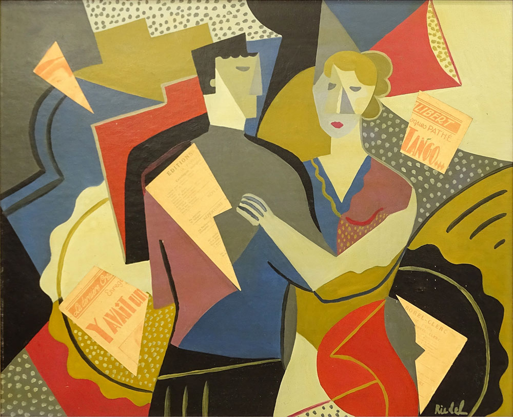 Helene Riedel, German (1901 - ) Oil and Collage on Artist Board "Tango".