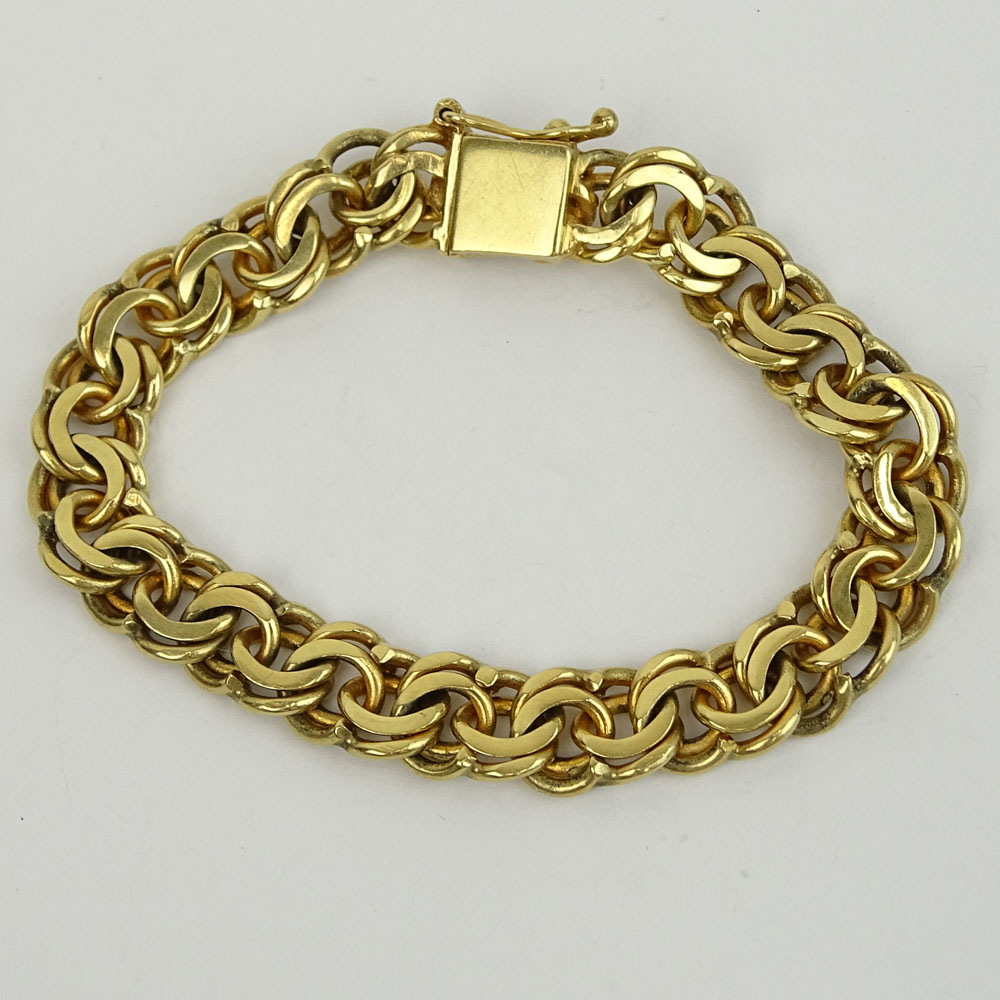 Antique 14 Karat Yellow Gold Charm Bracelet. Signed 14K.