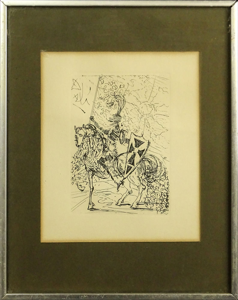 Vintage Salvador Dali Etching "El Cid". Collectors Guild Label en verso. 