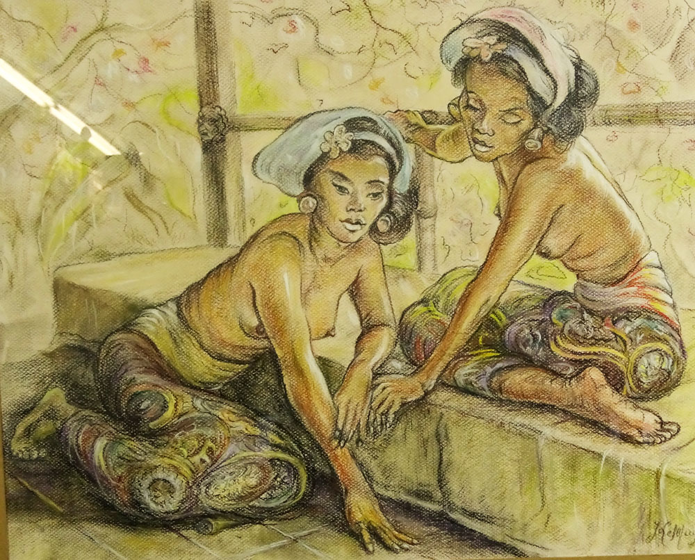 Adrian Jean Lemayeir Demerpres, Belgian (1880-1958) Pastel on Paper, Balinese Girls. 