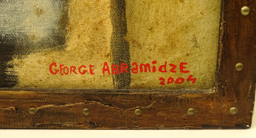 George Abramidze, Georgian (20-21st cent.) Mixed media on Canvas, "Banker's Lunch". 