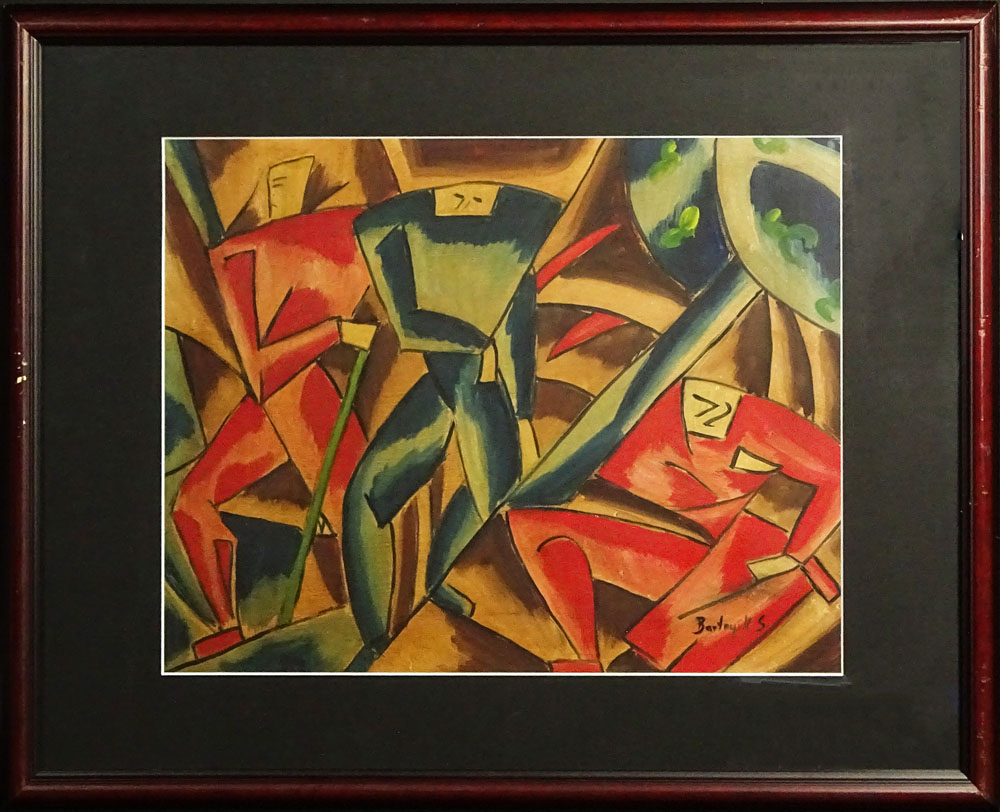 Sándor Bortnyik, Hungarian (1893-1976) Mixed media on cardboard "Abstract Composition" 