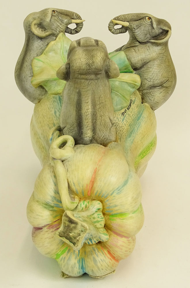Sergio Bustamante, Mexican (1942) Ceramic Sculpture "Elephants and Eggplant" 