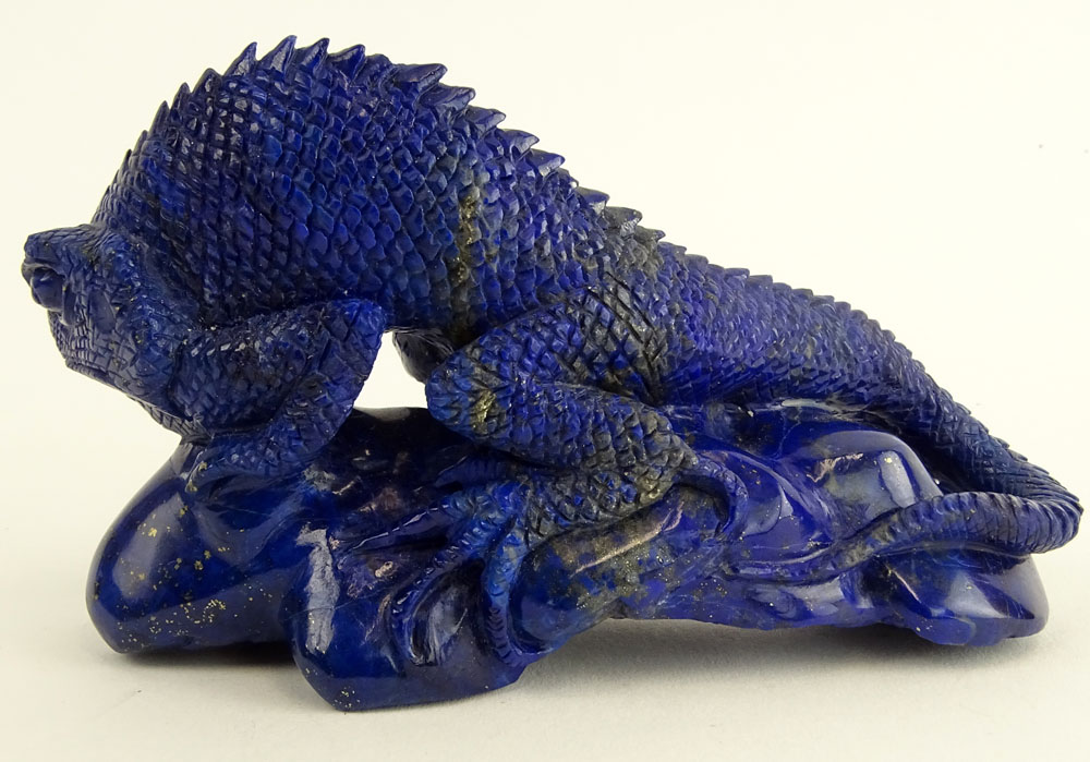 Fine Carved Lapis Lazuli Lizard Figurine.