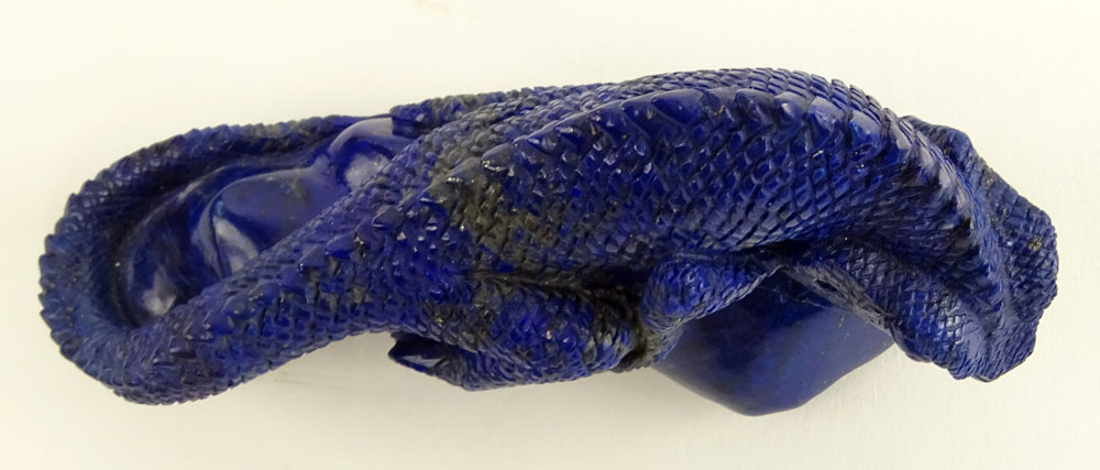 Fine Carved Lapis Lazuli Lizard Figurine.