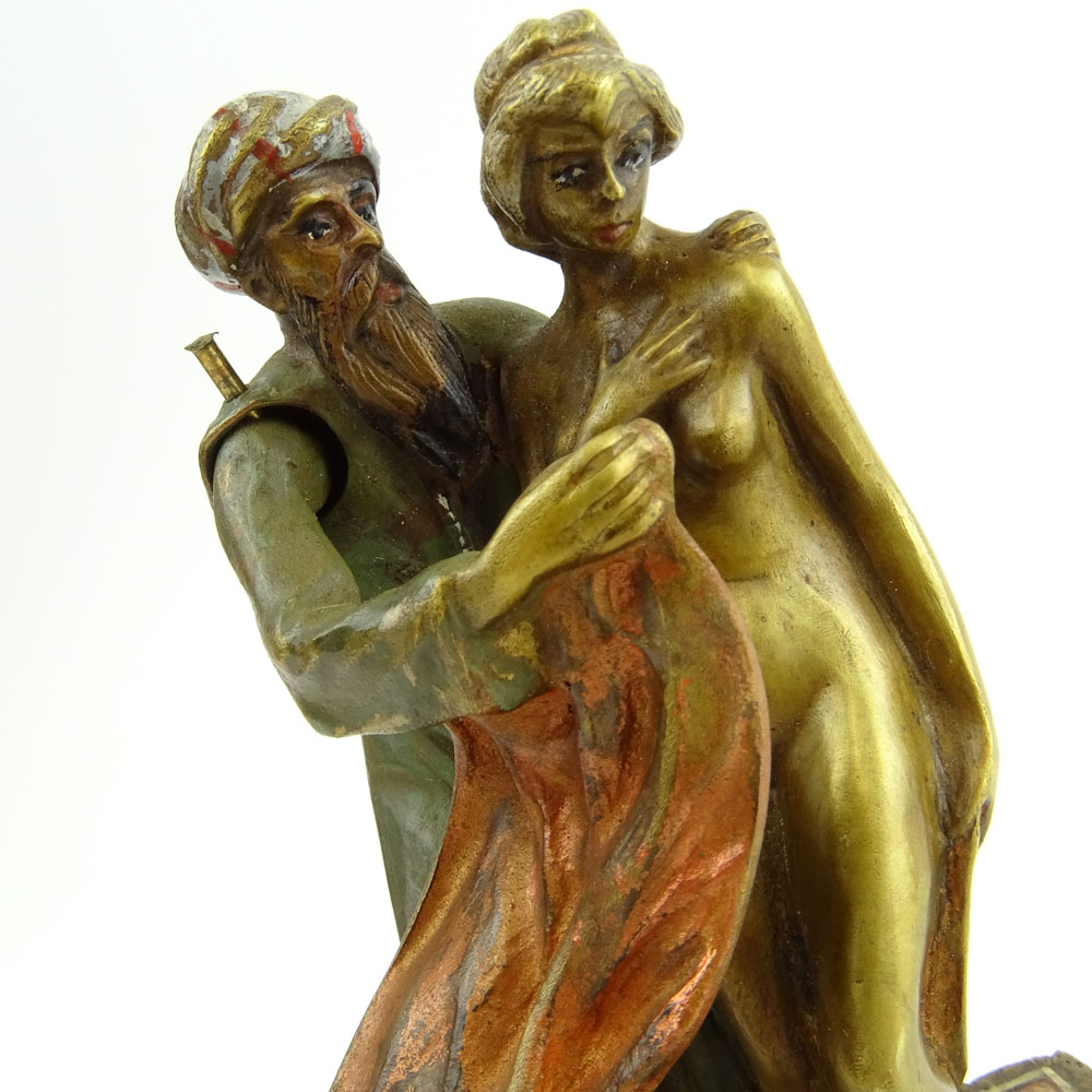 Bergmann Erotic Cold Painted Vienna Bronze "Man Revealing Nude Girl" 