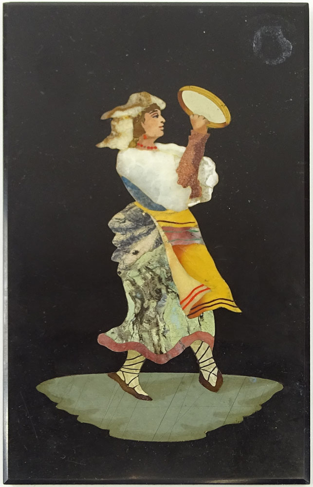 Vintage Pietra Dura Plaque "Peasant Dancer". 