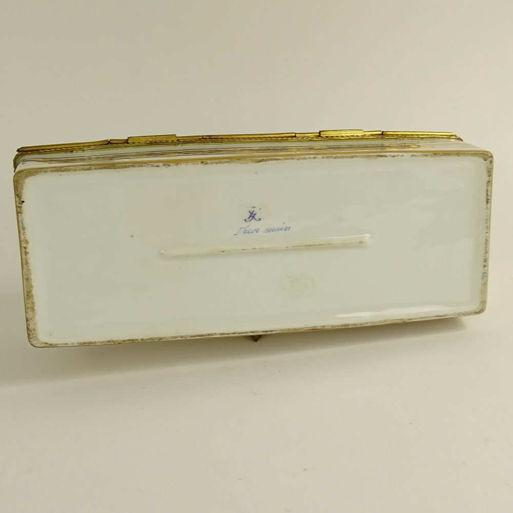 Antique French Porcelain Hand Painted Glove Box.