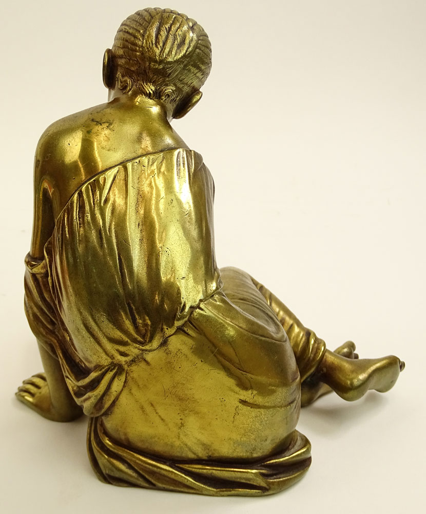 Vintage Gold Patinated Bronze Figure of a Seated Child.