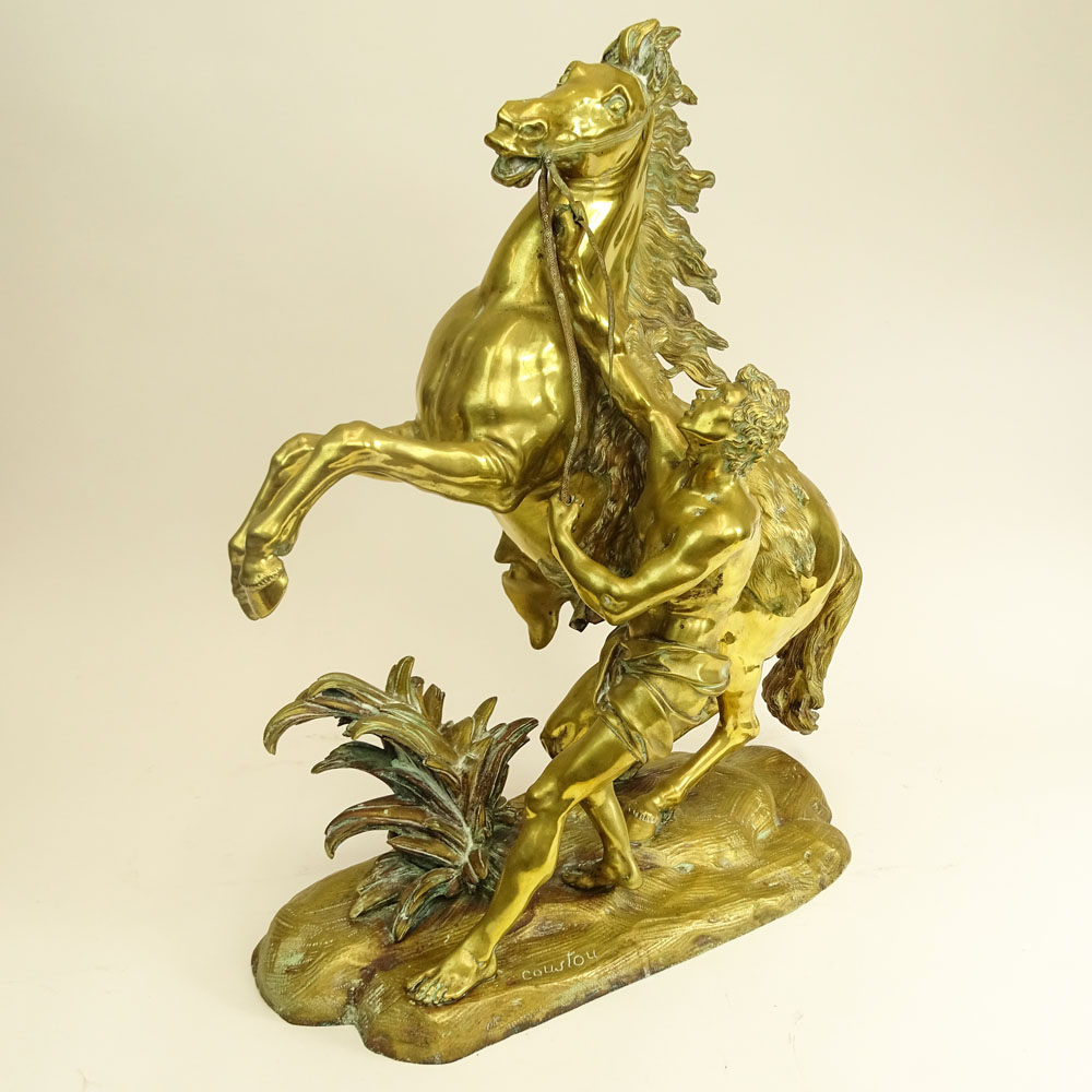 after: Guillaume Coustou (French, 1677-1746) Bronze Marly Horse Sculpture. 