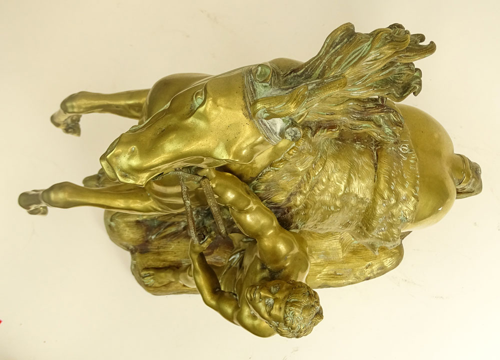 after: Guillaume Coustou (French, 1677-1746) Bronze Marly Horse Sculpture. 