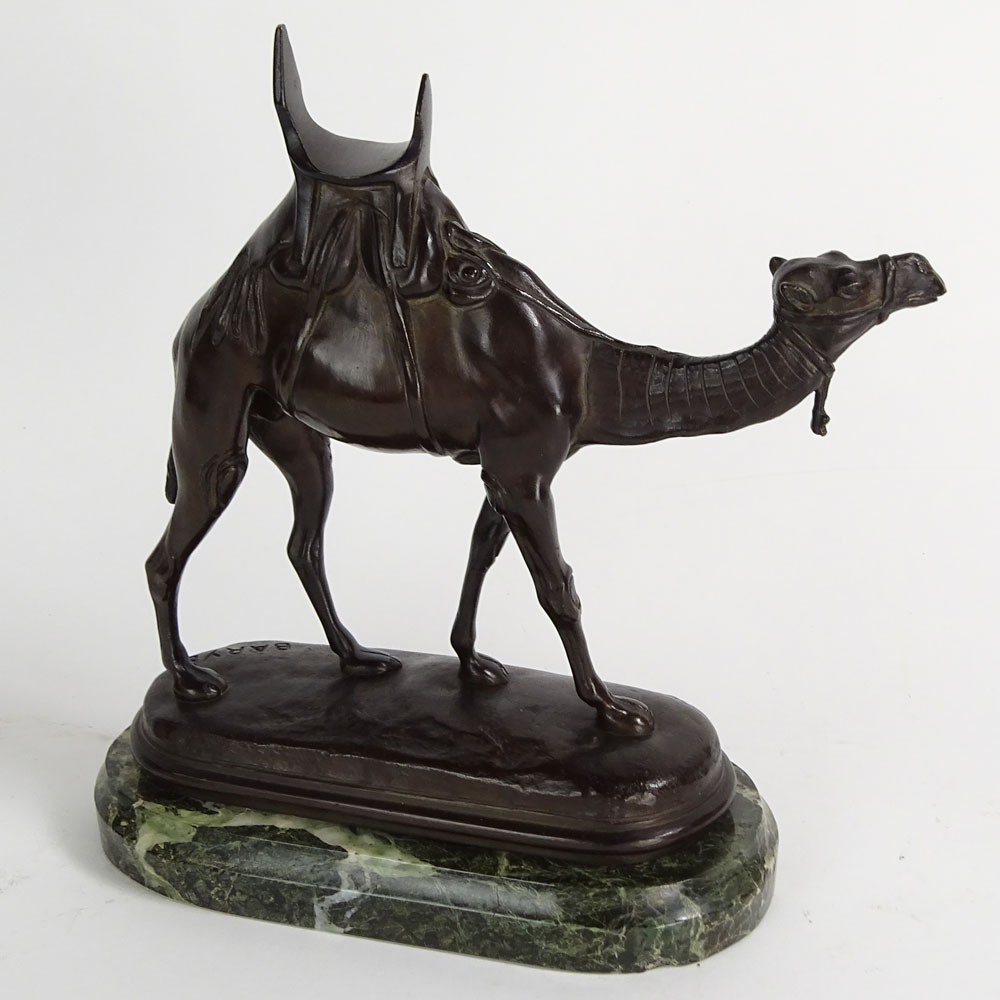 after: Antoine-Louis Barye, French (1796-1875) Bronze Sculpture on Marble Base, Desert Camel. 