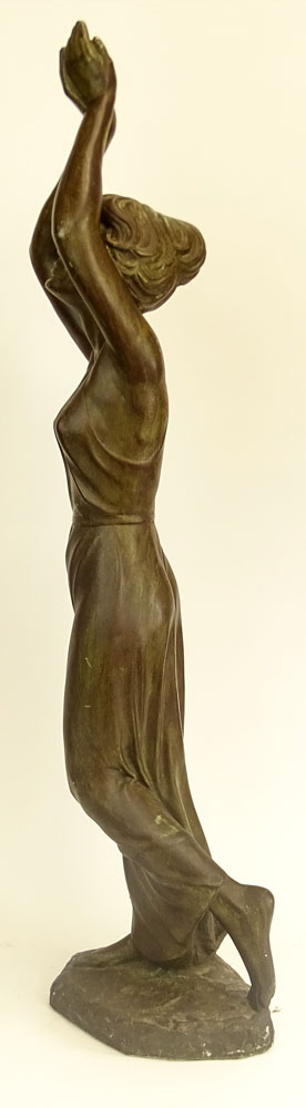 Vintage Faux Bronze Ceramic Figure of a Woman.