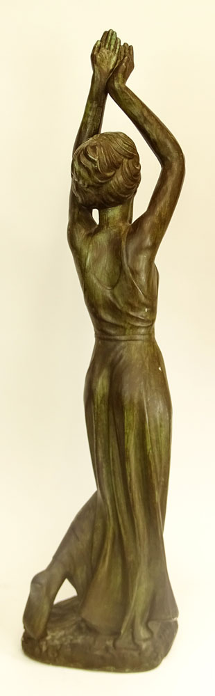 Vintage Faux Bronze Ceramic Figure of a Woman.