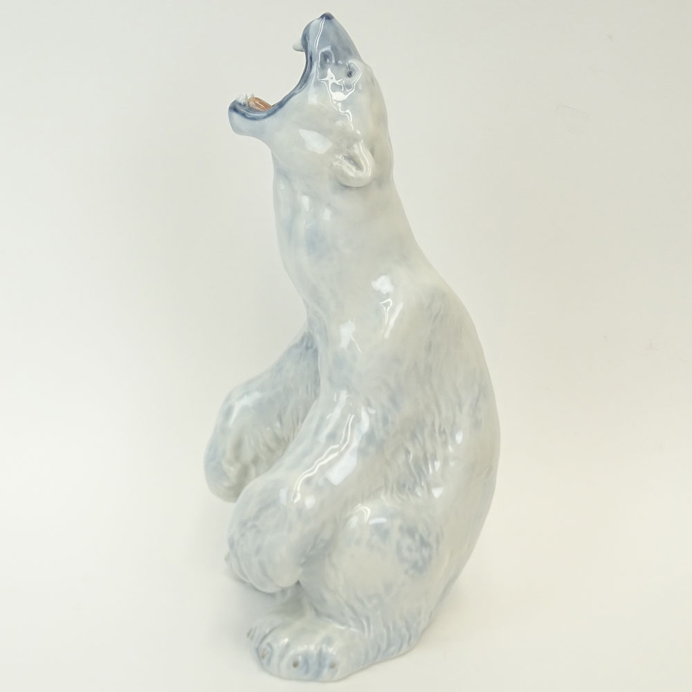 Royal Copenhagen Polar Bear Figurine. Signed with wave mark (no slashes).