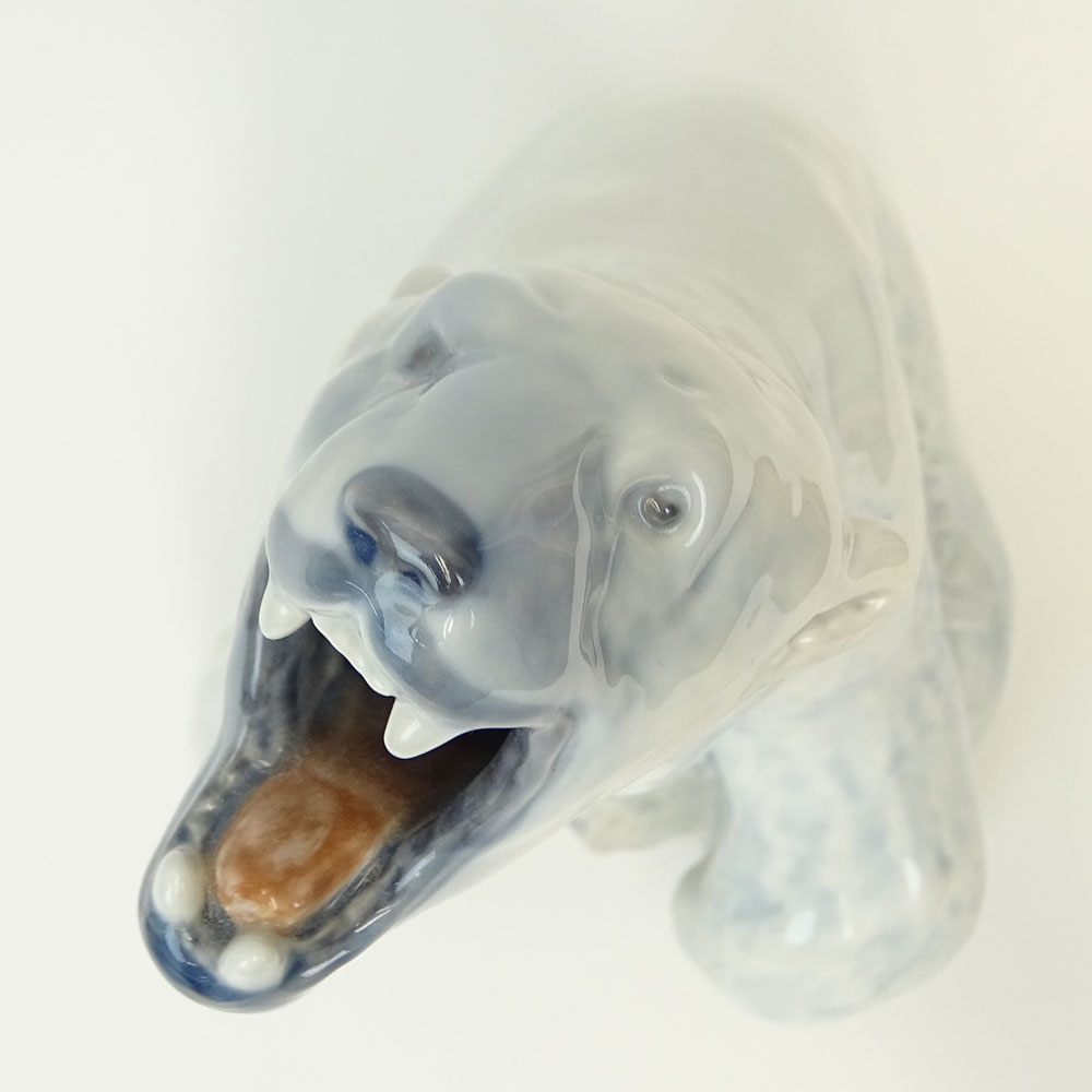 Royal Copenhagen Polar Bear Figurine. Signed with wave mark (no slashes).