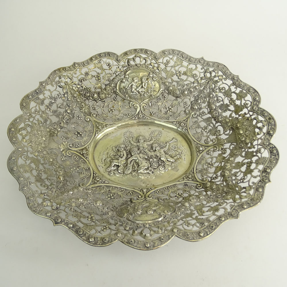 Antique Continental 800 Silver Figural Reticulated Basket.