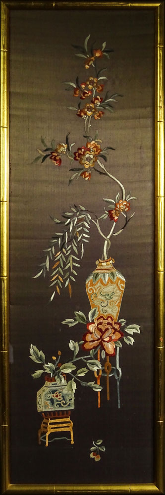 Mid Century Chinese Decorative Embroidered Panels.