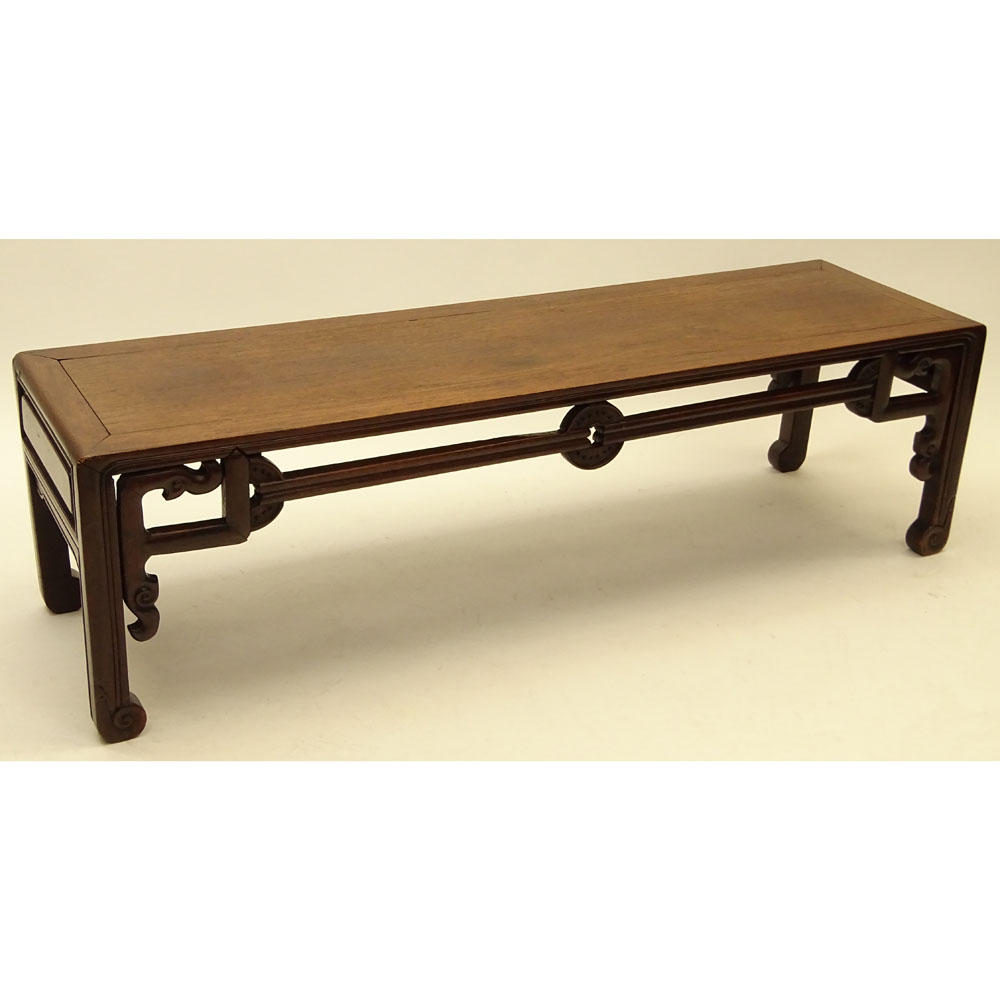 20th Century Chinese Carved Hardwood Low Table/Bench.
