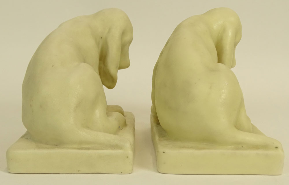 Pair of Rookwood Pottery Dog Bookends with Matte Ivory Glaze #2998.