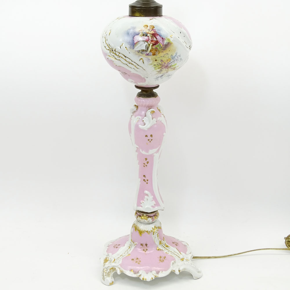 19/20th Century Sevres Porcelain Oil Lamp Now Electrified.