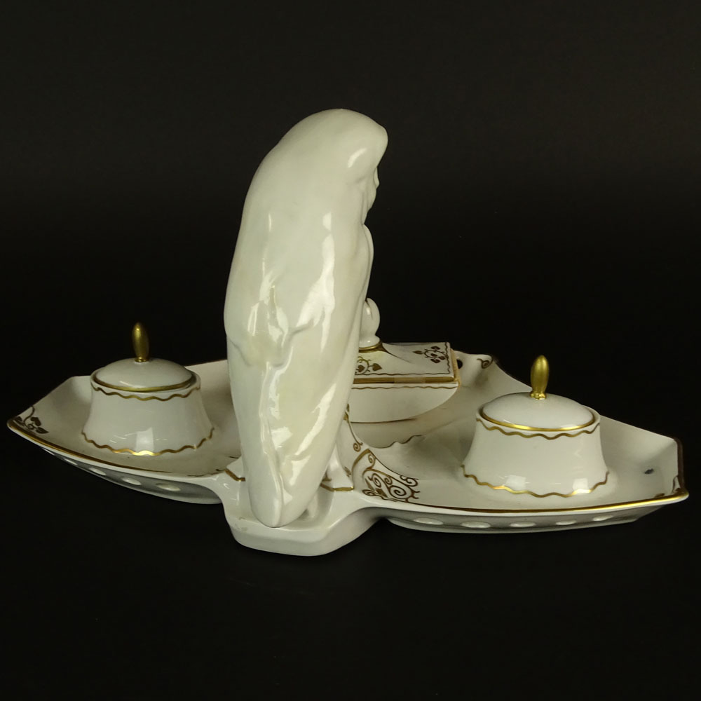 20th Century Rosenthal Porcelain Double Owl Ink Stand.