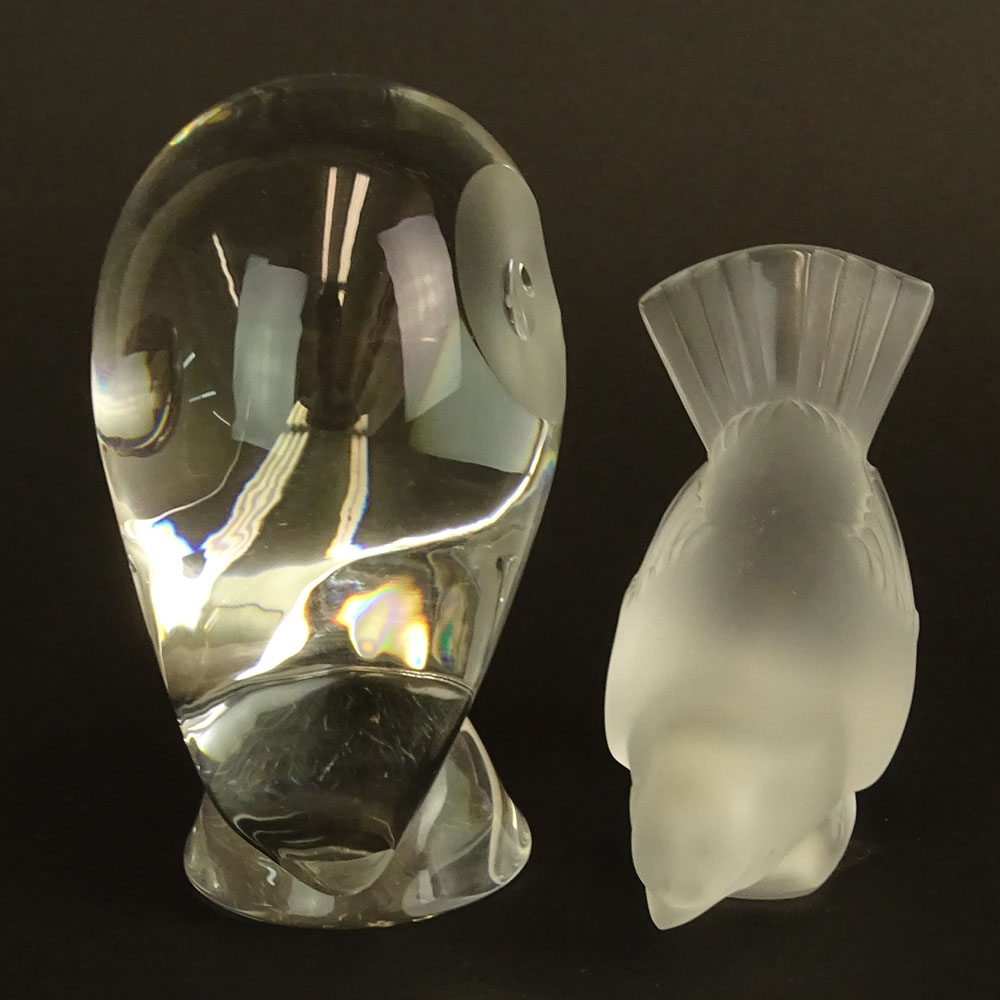 Lot of Two Crystal Bird Figurines.