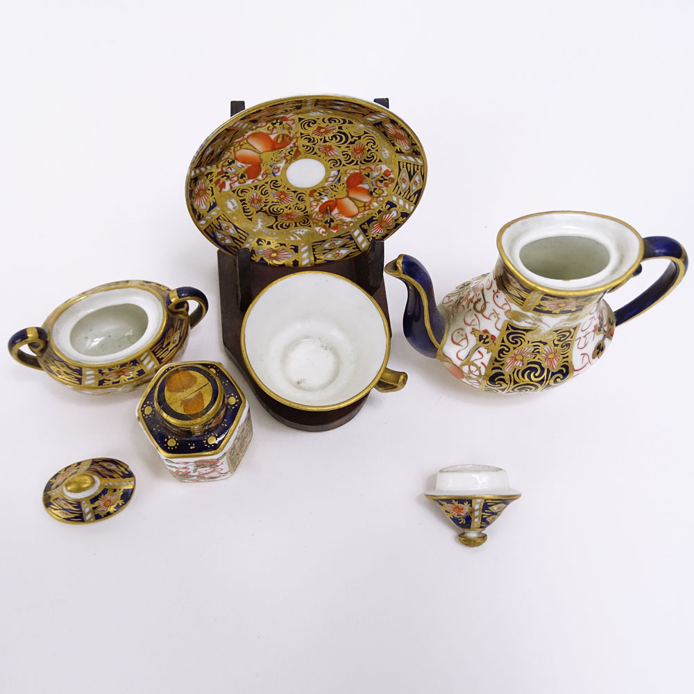 Five (5) Pieces Royal Crown Derby Imari Miniature Tea Set.