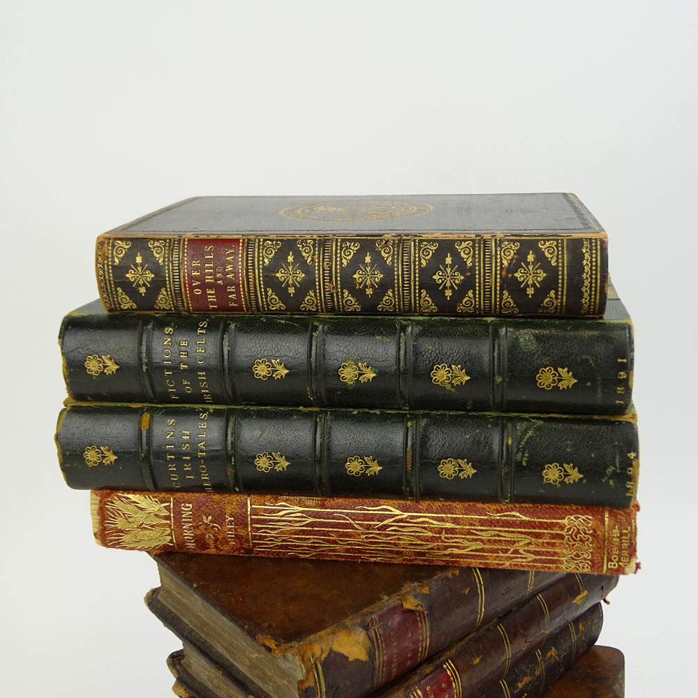 Lot of Eleven (11) Antique Leather bound Hardcover Books.