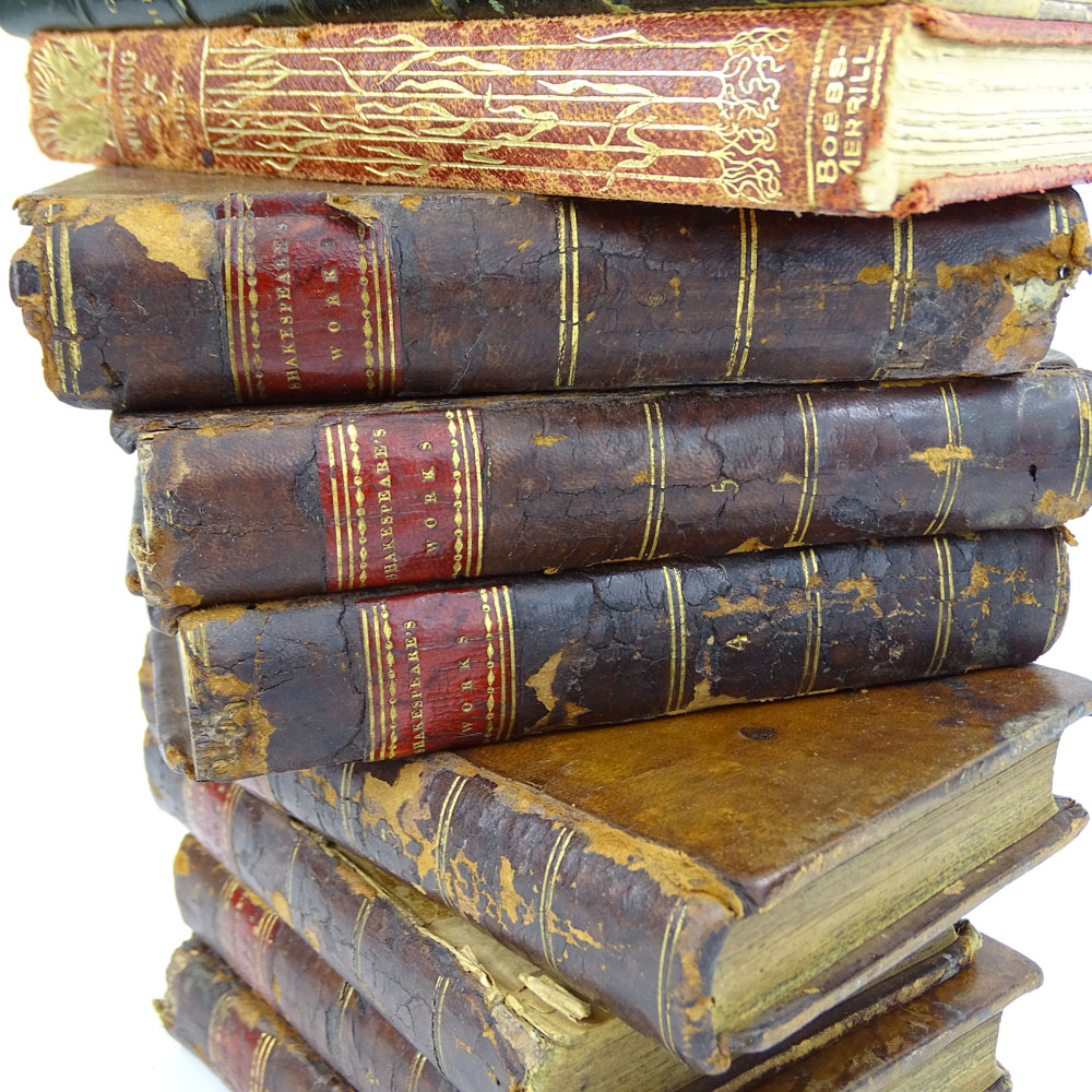 Lot of Eleven (11) Antique Leather bound Hardcover Books.