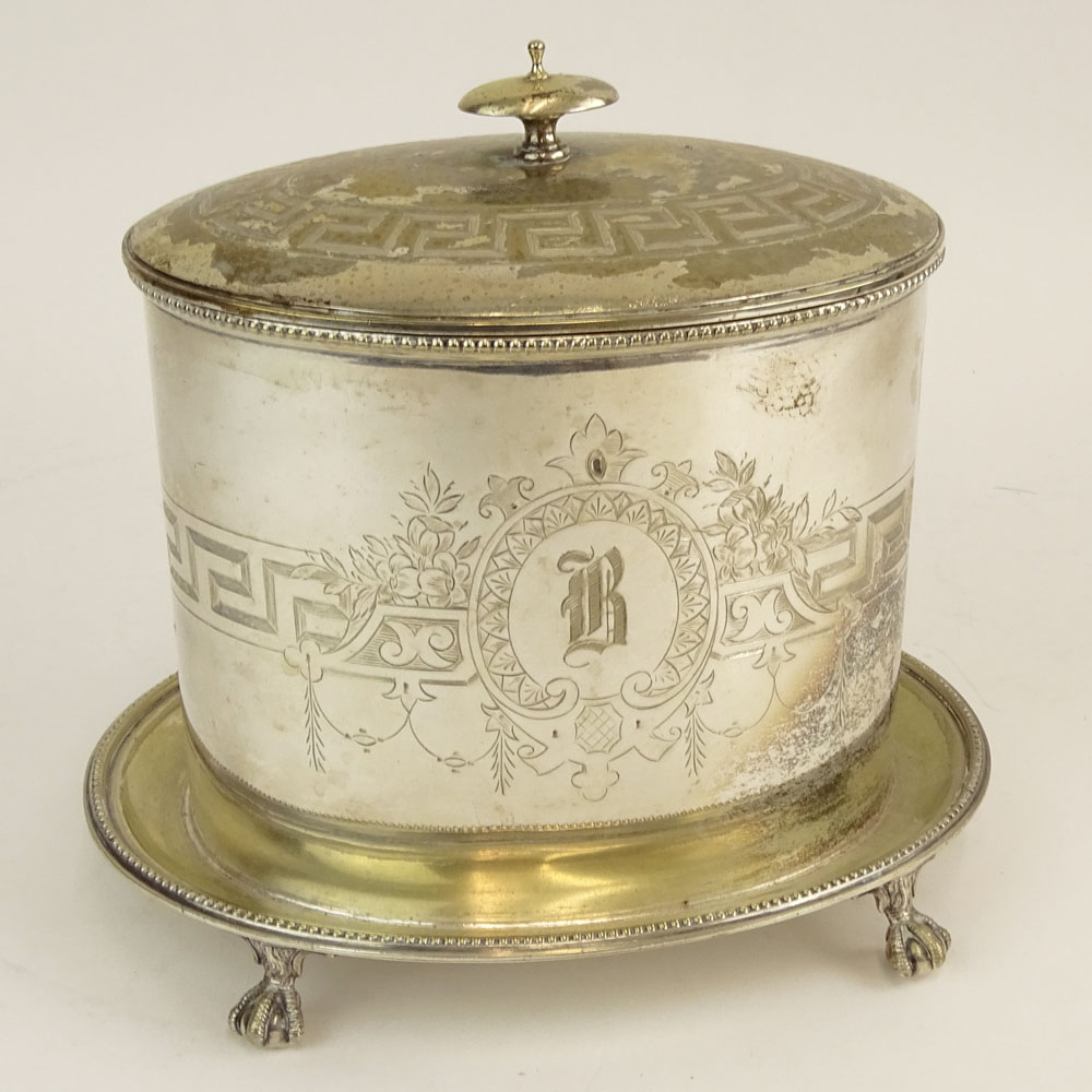 Antique English Silver Plate Biscuit Box.