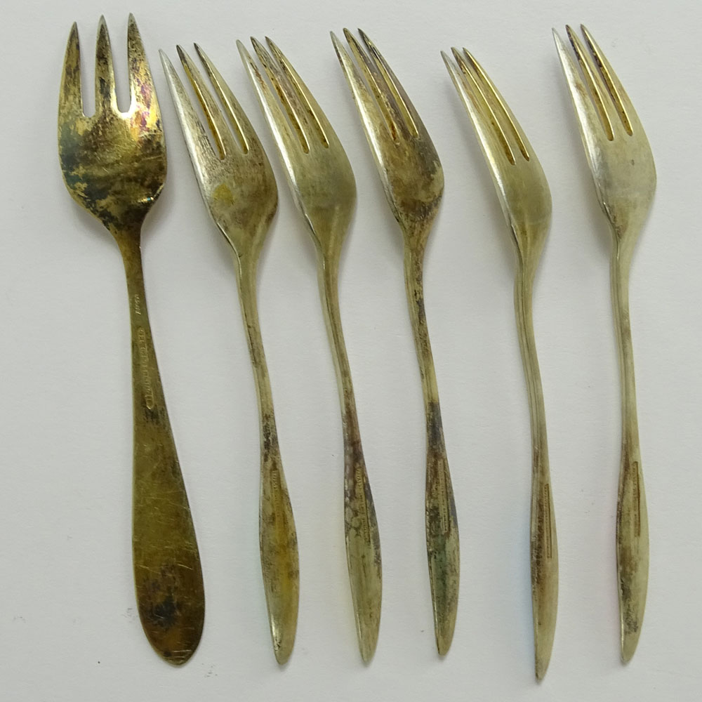 Six Norwegian Sterling and Enameled forks.