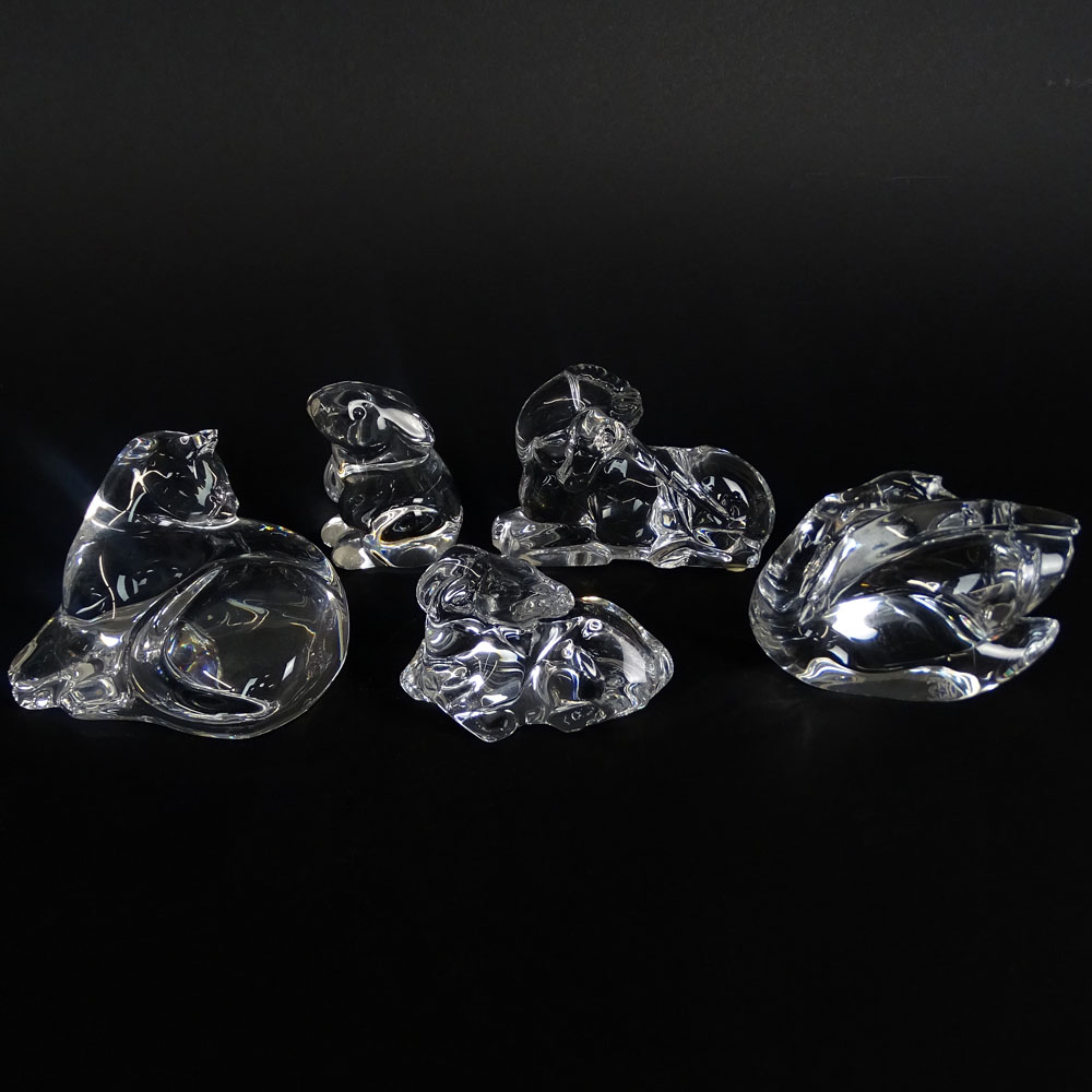 Lot of Five (5) Baccarat Crystal Figurines.