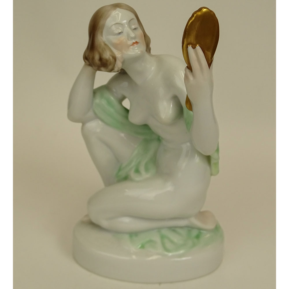 Herend Porcelain Figurine "Lady With Mirror" 