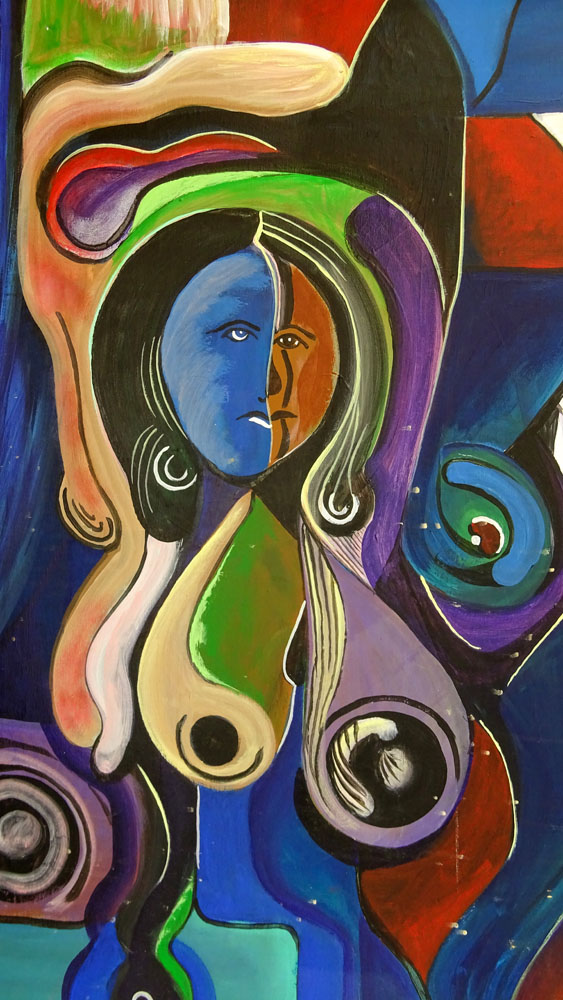 Circa 1997 Cubist style Oil on Canvas. Signed D. Morales 97.