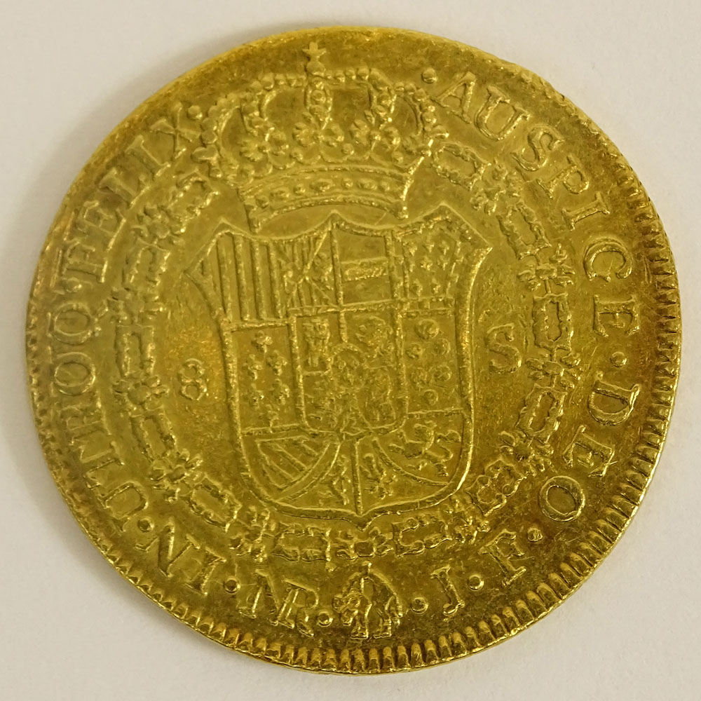 1818 Spanish 8 Escuedos Gold Coin "FERDND