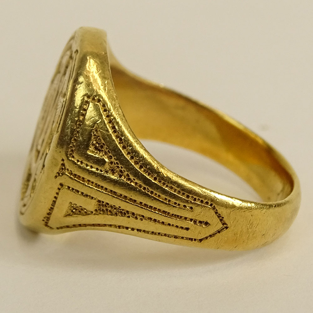 Antique 18 Karat or Higher Yellow Gold Signet "CM" Ring.