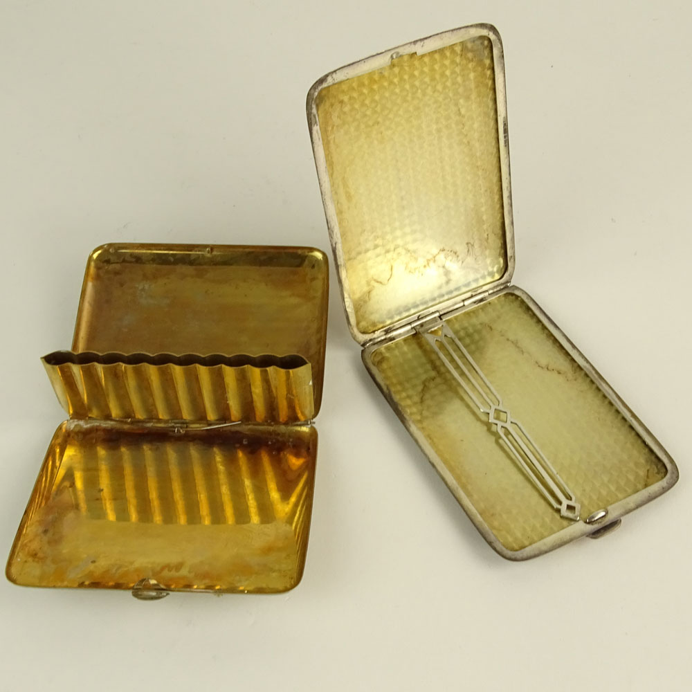 Lot of Two (2) Vintage Silver Cigarette Cases. One Sterling and 14 K