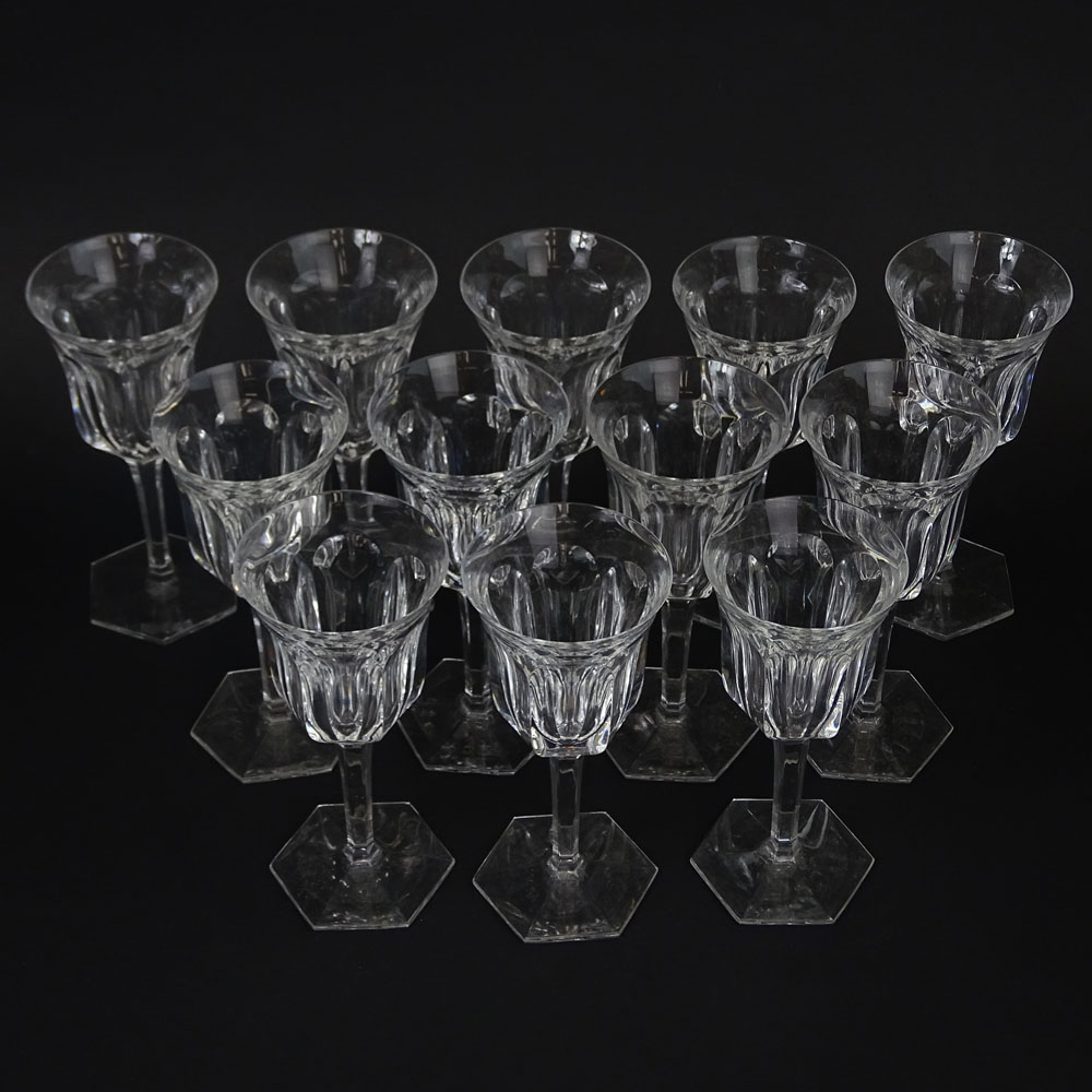 Twelve (12) Baccarat Malmaison Crystal Claret Glasses.