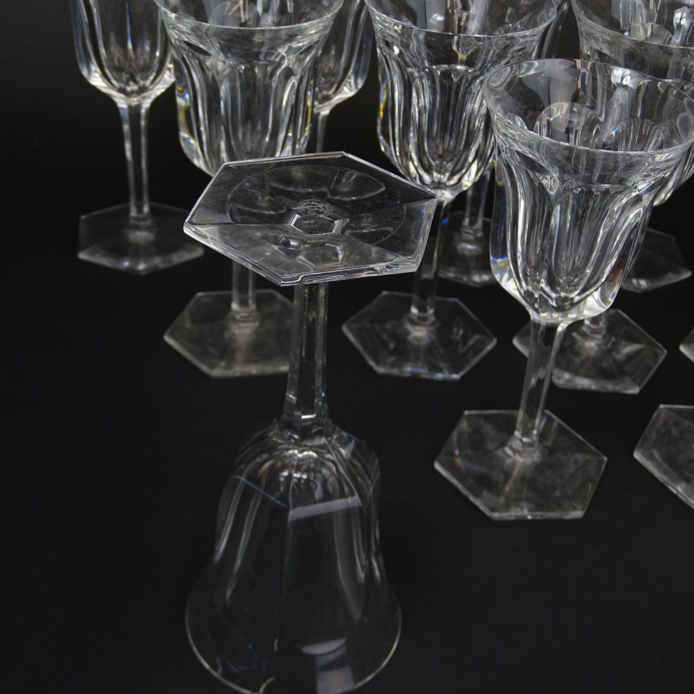 Twelve (12) Baccarat Malmaison Crystal Claret Glasses.